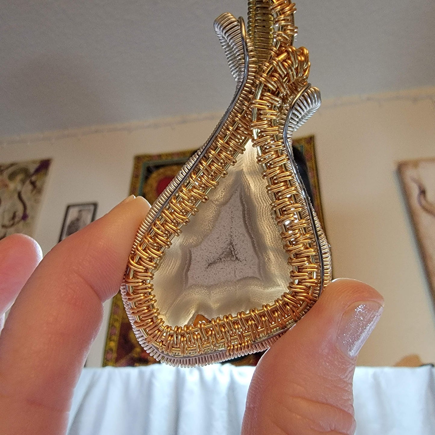 Wire Wrapped Pendant with Lace Agate