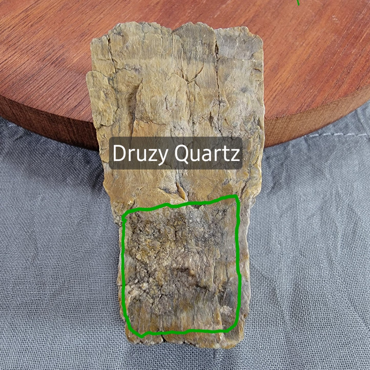 Yellow Petrified Wood with Drusy Quartz