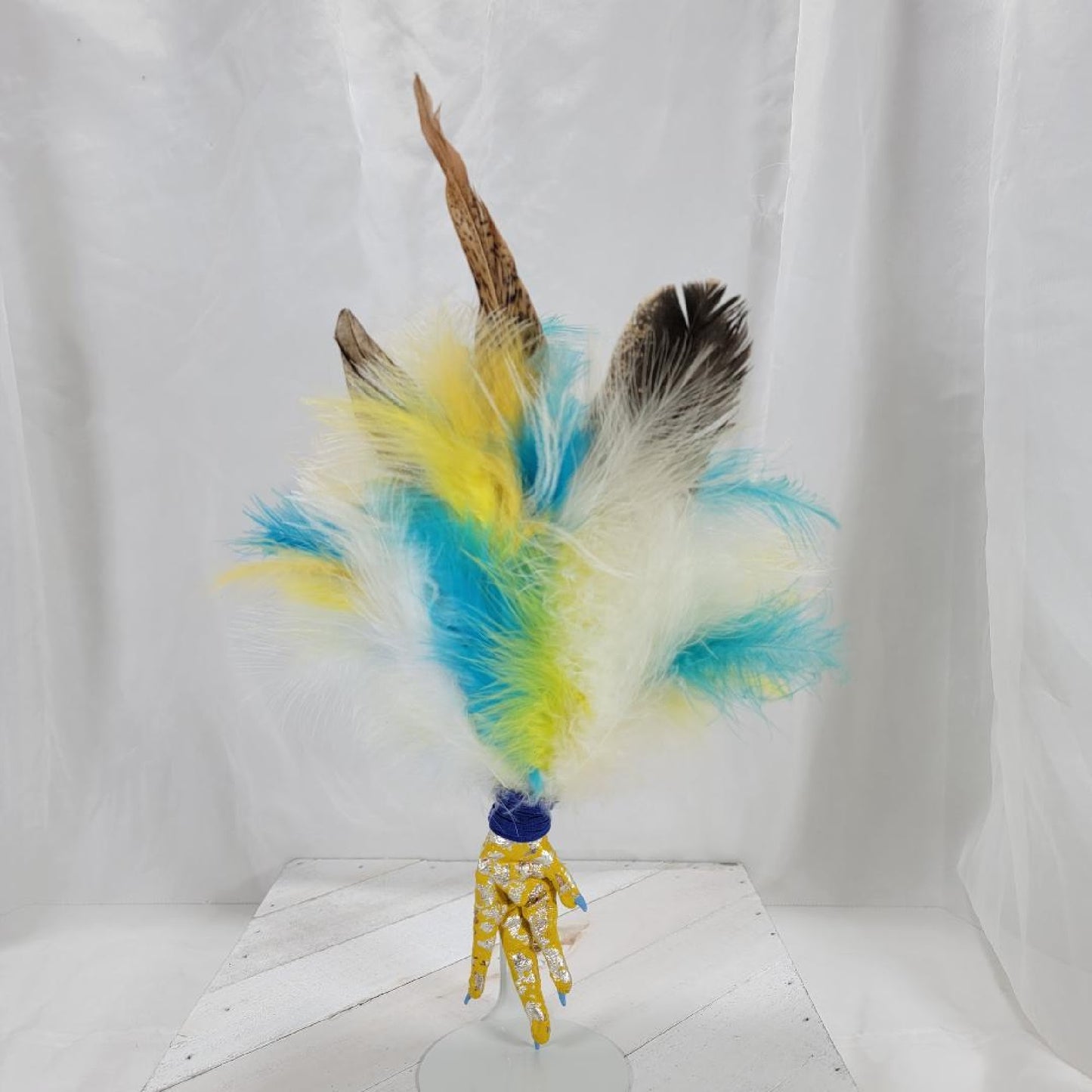 Chicken Foot JuJu Charm - Yellow and Blue
