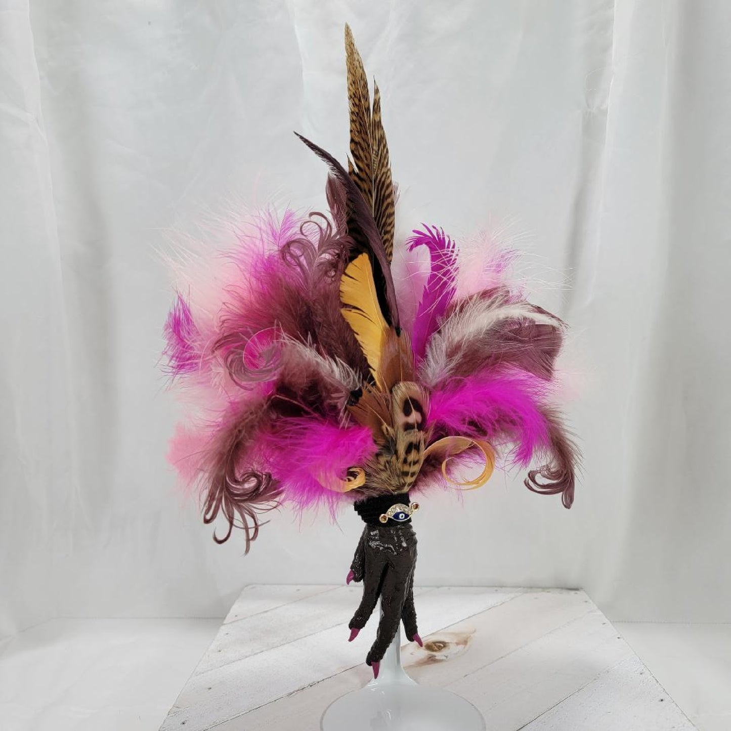 Chicken Foot JuJu Charm - Magenta and Brown