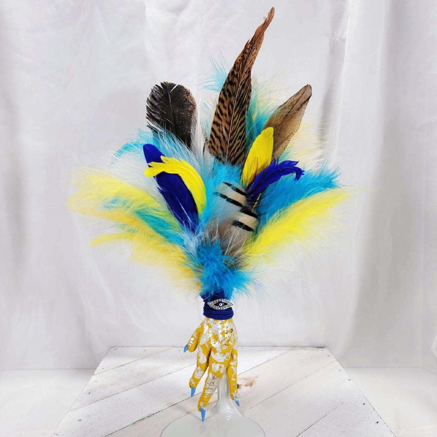 Chicken Foot JuJu Charm - Yellow and Blue