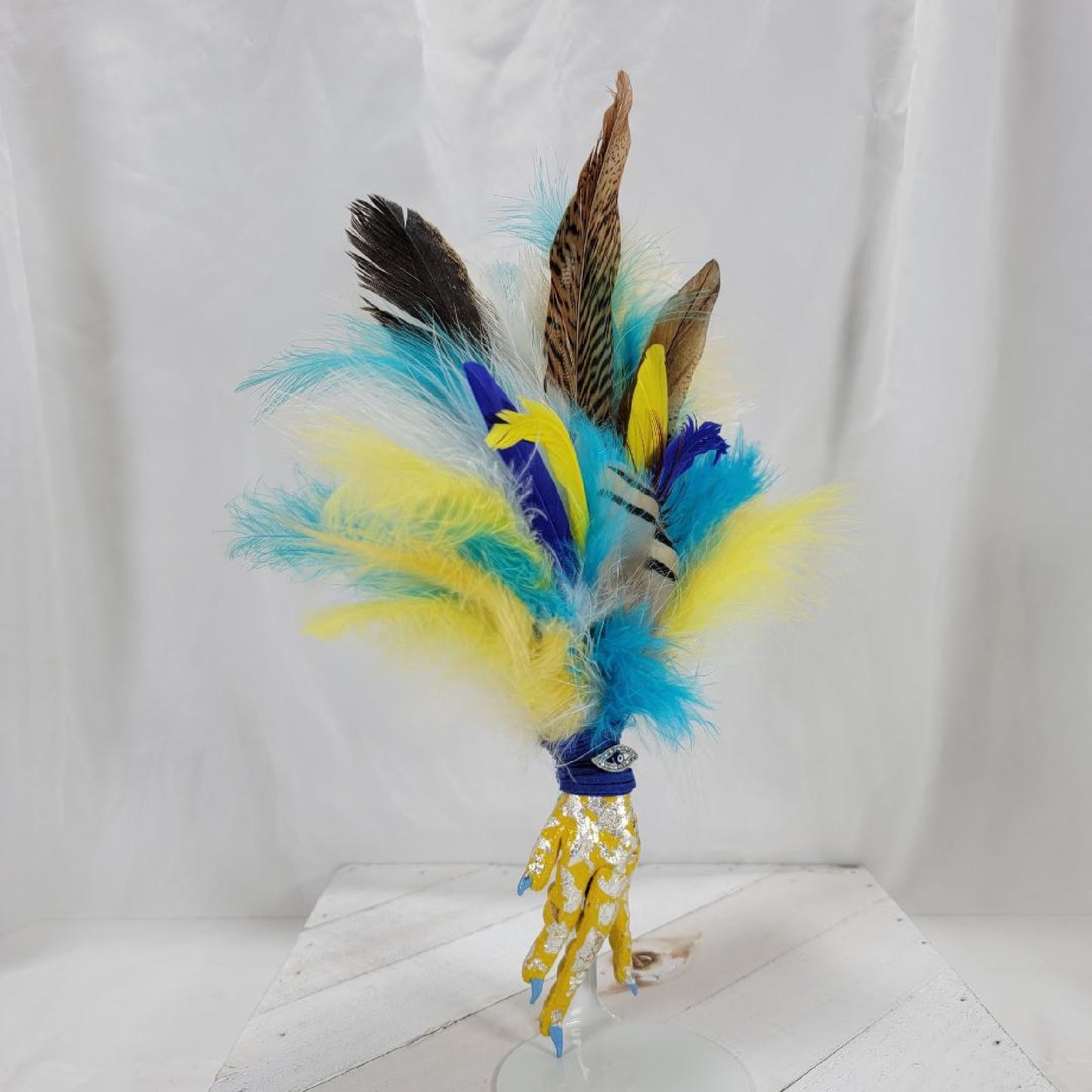 Chicken Foot JuJu Charm - Yellow and Blue